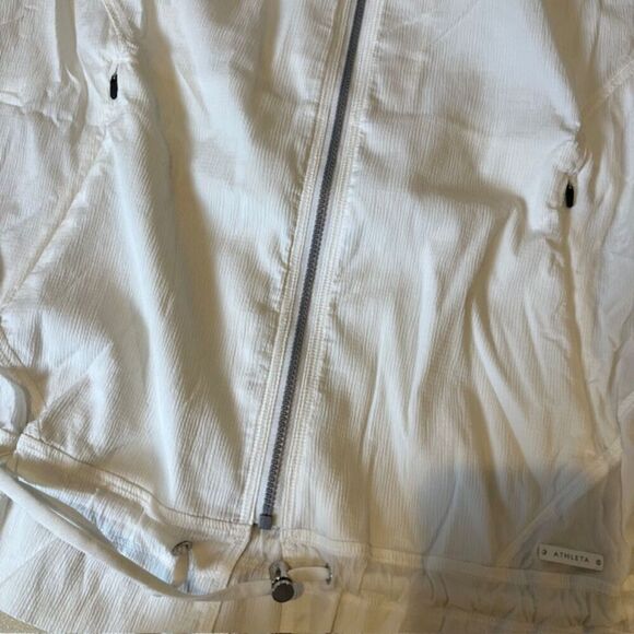 Athleta Avenue Crepe Jacket Women's White Zipper Pockets Vented Tie Waist XXS - Picture 10 of 13